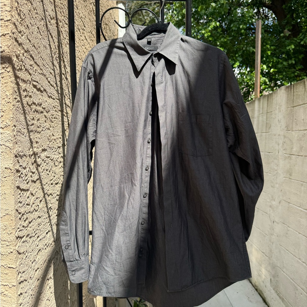 Dkny Gray Casual Button Down Shirt
